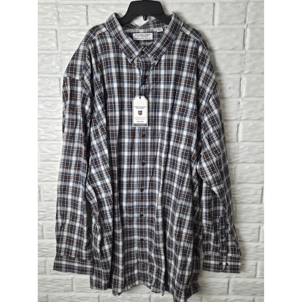 Roundtree & Yorke Portuguese Flannel Men's size 4XT Tall Soft Check print NWT